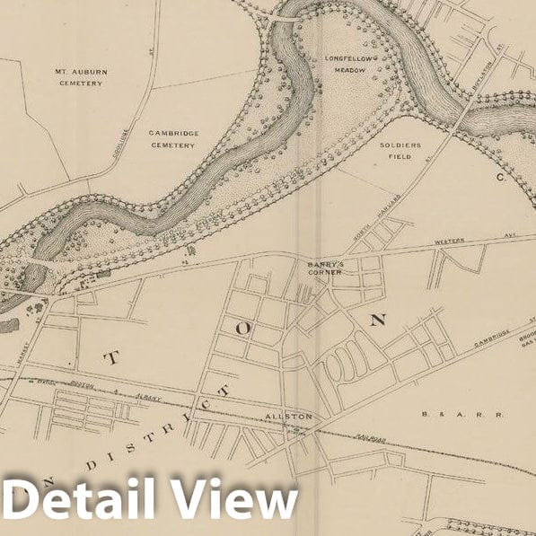 Historic Map : Exist. & Proposed Reservations Along Charles River 1894 , Vintage Wall Art