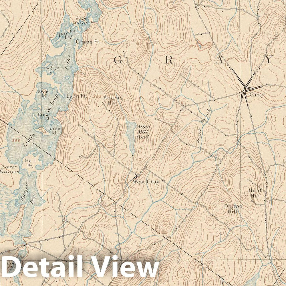 Historic Map : Atlas of Maine 1905, Dry Mills & Gray & North Windham 1905 Topographic Map , Vintage Wall Art