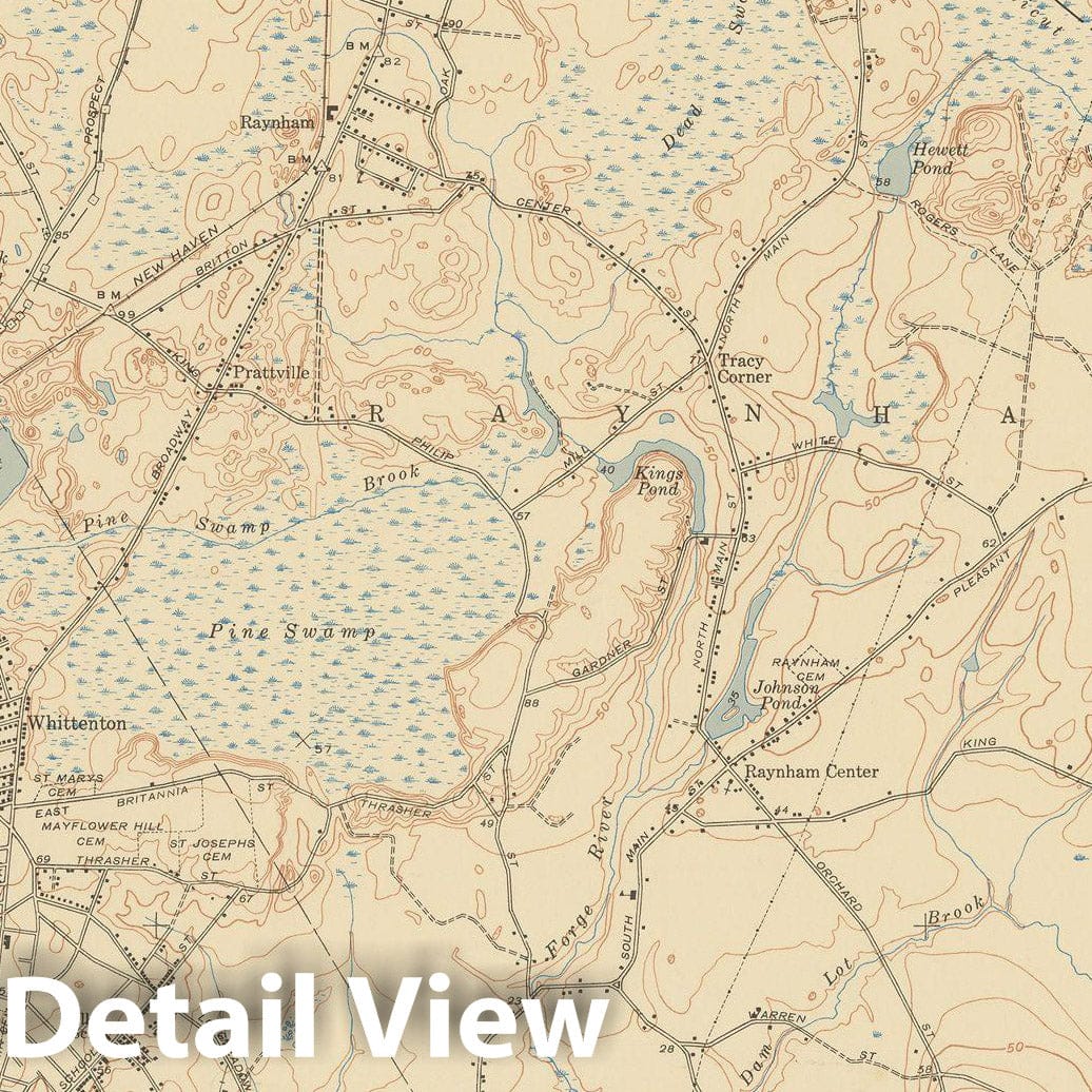 Historic Map : USGS 7.5 Minute Sheets and Quadrangles, Raynham & Taunton 1949 Topographic Map , Vintage Wall Art