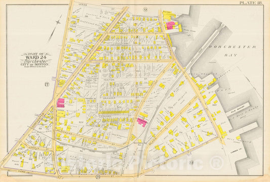 Historic Map : Atlas City of Boston, Vol. 5, Dorchester, Dorchester 1889 Plate 018 , Vintage Wall Art