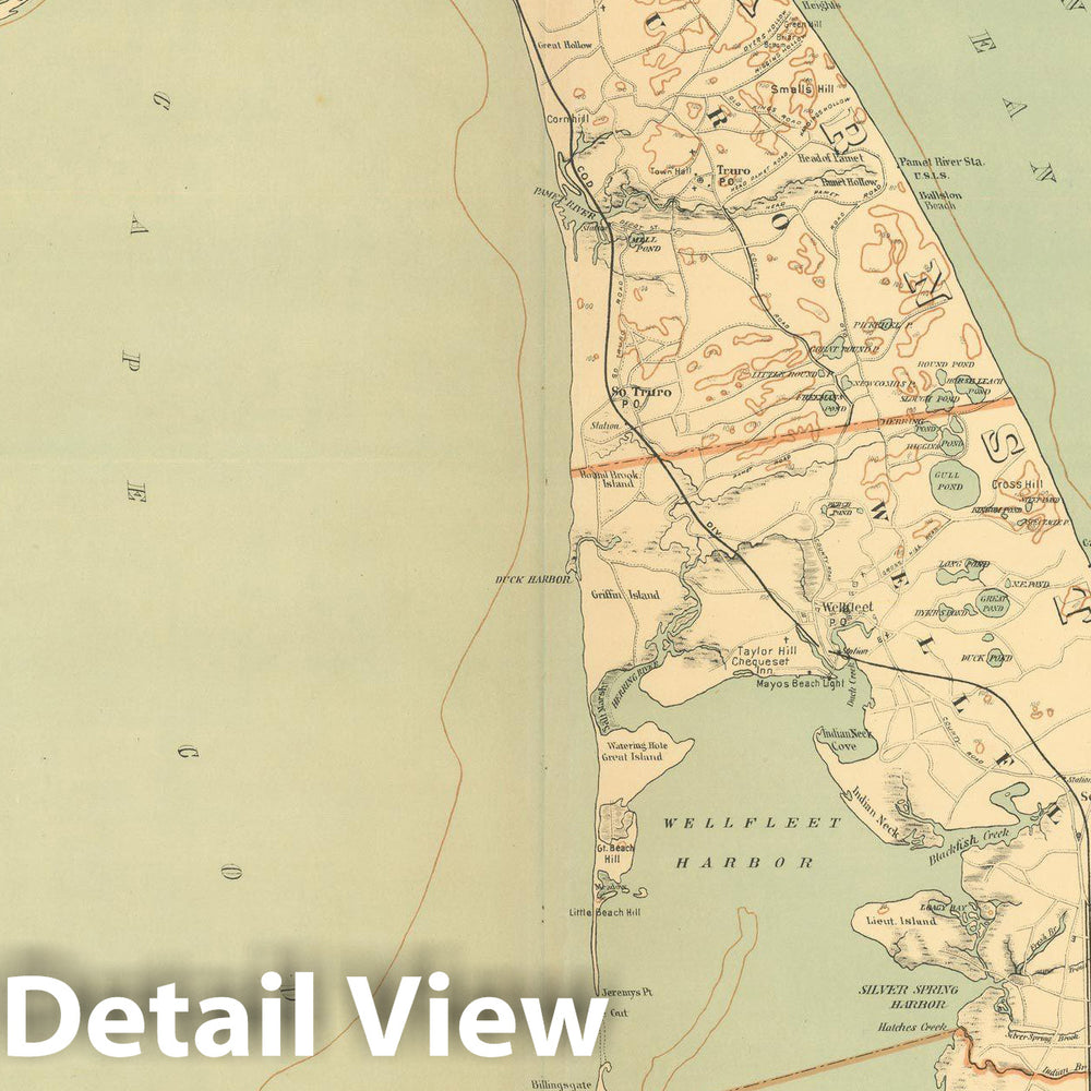 Historic Map : Atlas of Massachusetts, Cape Cod & Eastham & Provincetown & Truro & Wellfleet 1904 Plate 008 , Vintage Wall Art