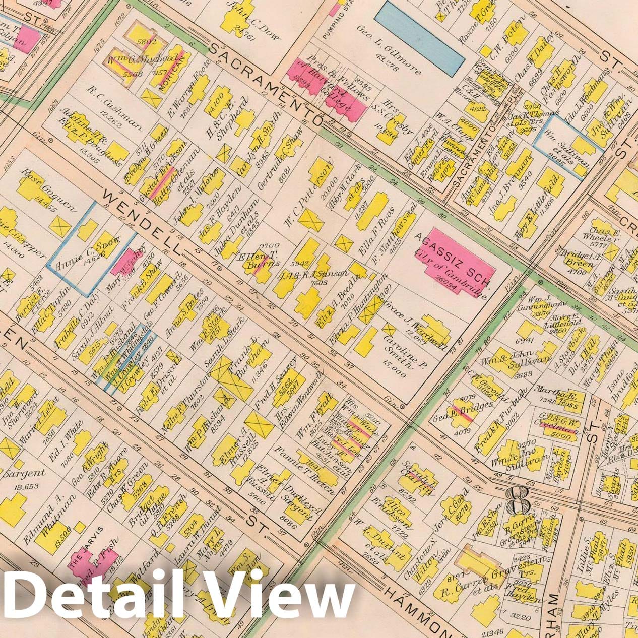 Historic Map : Atlas City of Cambridge Massachusetts 1916 Plate 020 , Vintage Wall Art