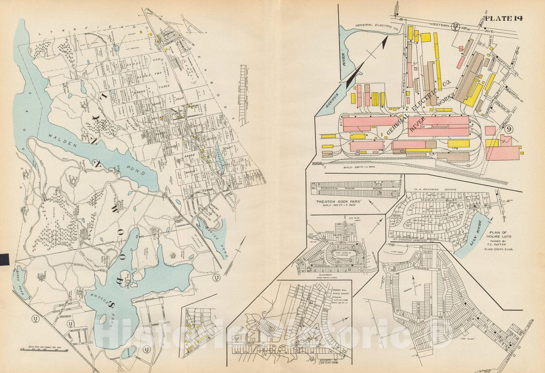 Historic Map : Atlas of Lynn, Nahant & Swampscott, Lynn 1924 Plate 014 , Vintage Wall Art