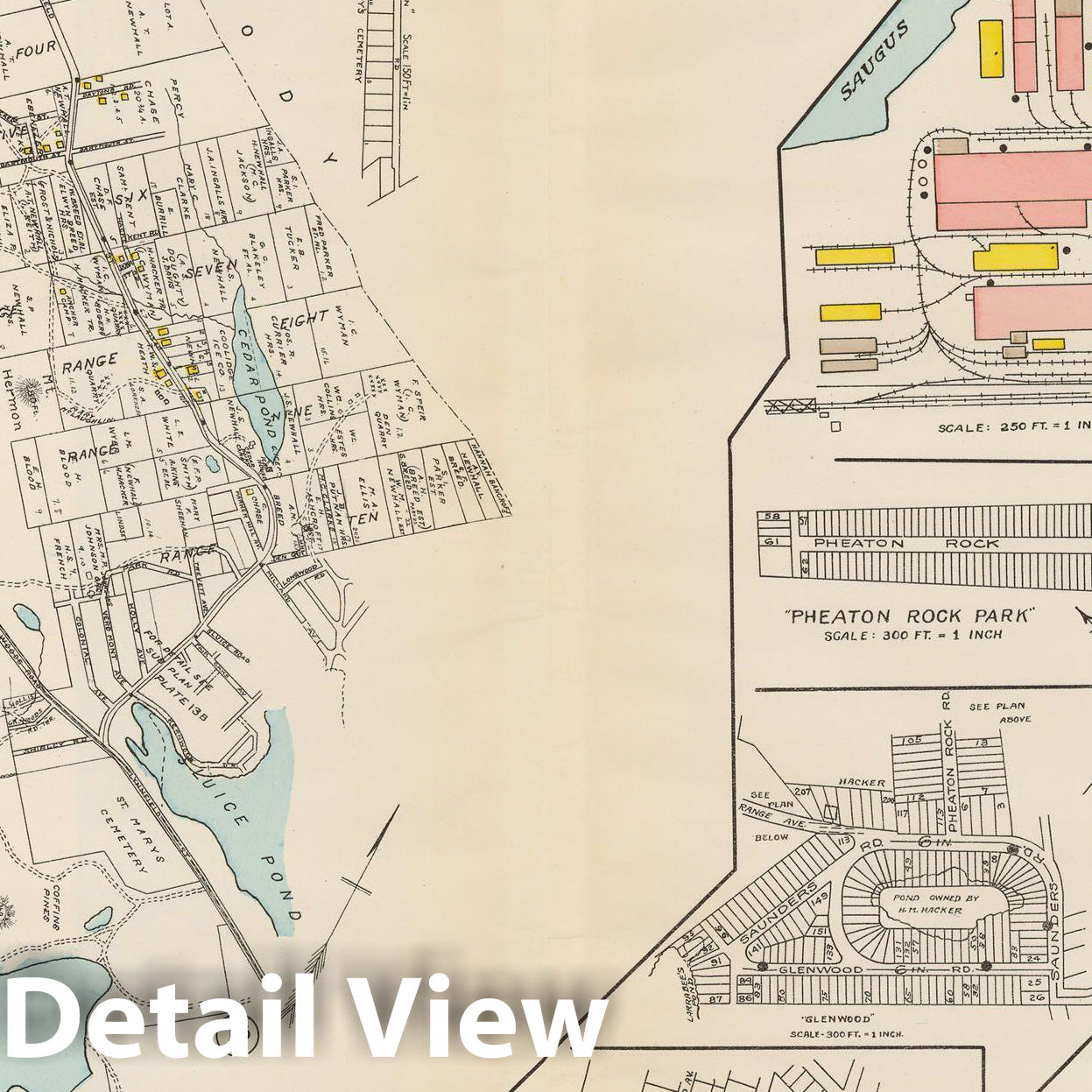 Historic Map : Atlas of Lynn, Nahant & Swampscott, Lynn 1924 Plate 014 , Vintage Wall Art