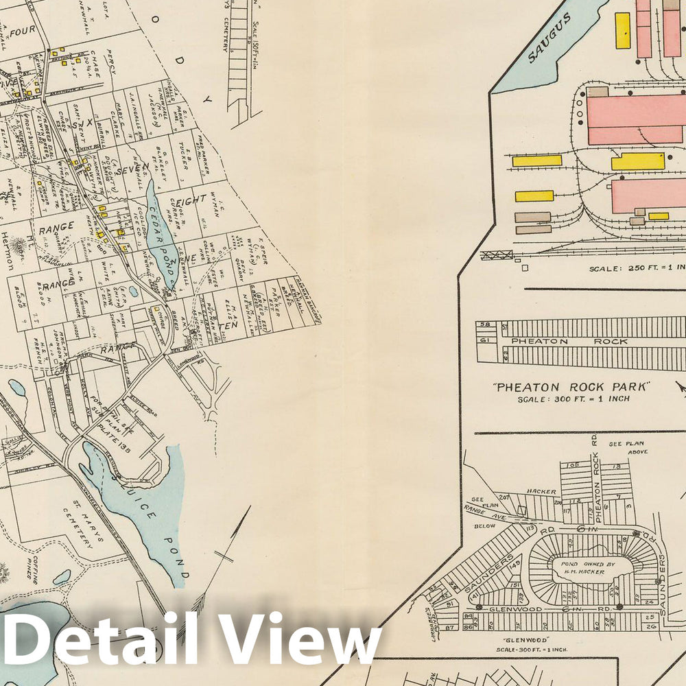 Historic Map : Atlas of Lynn, Nahant & Swampscott, Lynn 1924 Plate 014 , Vintage Wall Art