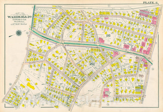Historic Map : Atlas City of Boston, Vol. 5, Dorchester, 4th Ed., Dorchester 1904 Plate 006 , Vintage Wall Art