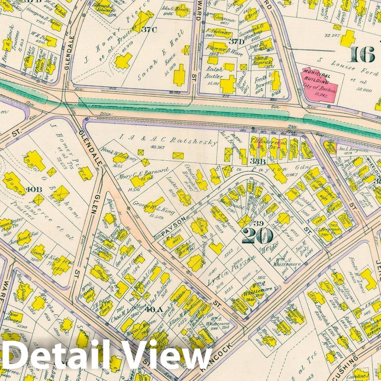Historic Map : Atlas City of Boston, Vol. 5, Dorchester, 4th Ed., Dorchester 1904 Plate 006 , Vintage Wall Art