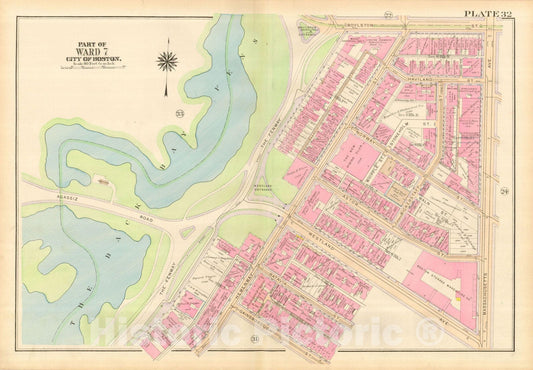 Historic Map : Atlas City of Boston, Boston Proper and Back Bay, Boston 1917 Plate 032 , Vintage Wall Art