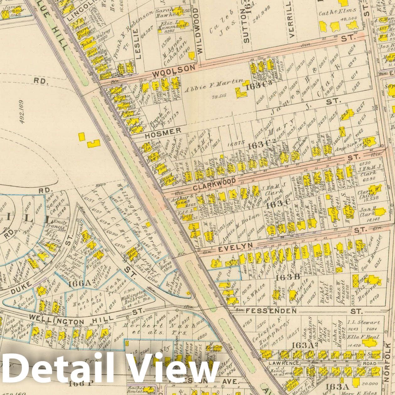 Historic Map : Atlas City of Boston, Dorchester, Dorchester 1910 Plate 038 , Vintage Wall Art