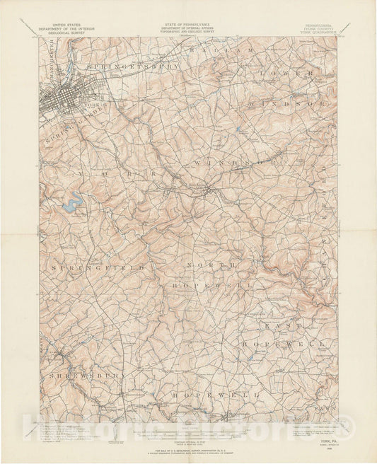 Historic Map : USGS 7.5 Minute Sheets and Quadrangles, North Hopewell & York 1963 Topographic Map , Vintage Wall Art