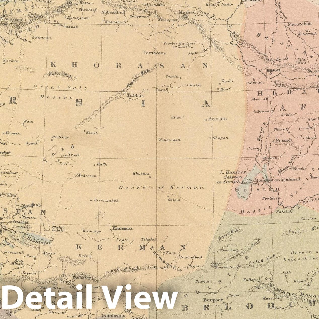 Historic Map : Iran & Iraq & Afghanistan 1875 , Student Atlas of Modern Geography , Vintage Wall Art
