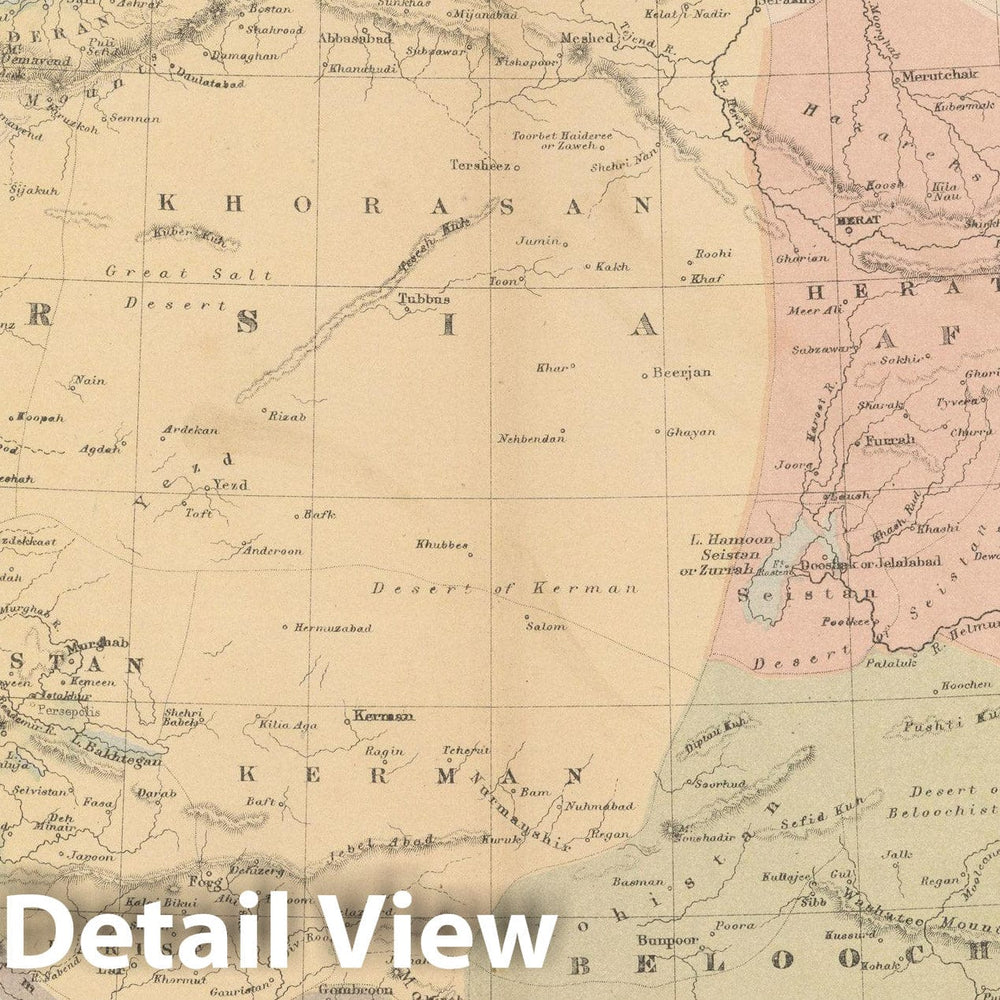 Historic Map : Iran & Iraq & Afghanistan 1875 , Student Atlas of Modern Geography , Vintage Wall Art