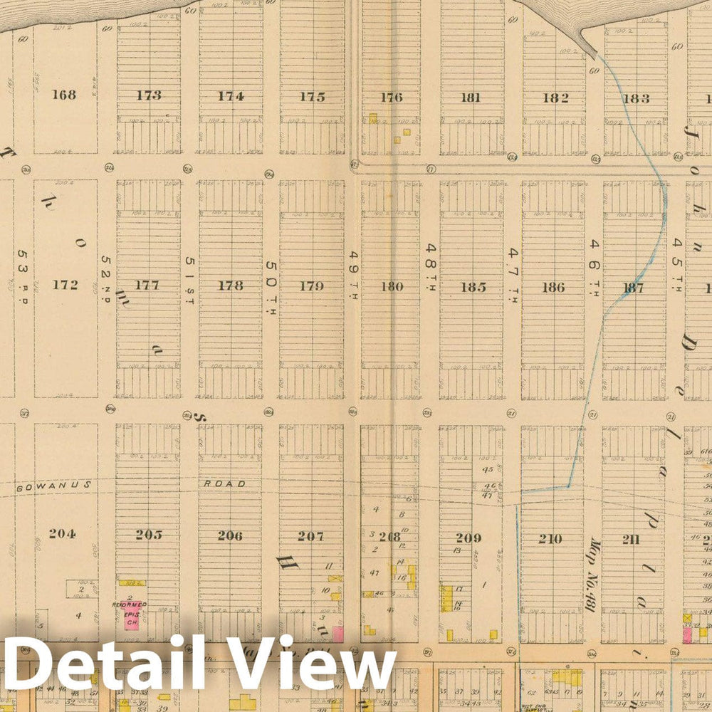 Historic Map : Robinson's Atlas City of Brooklyn, NY, Brooklyn 1886 Plate 033 , Vintage Wall Art