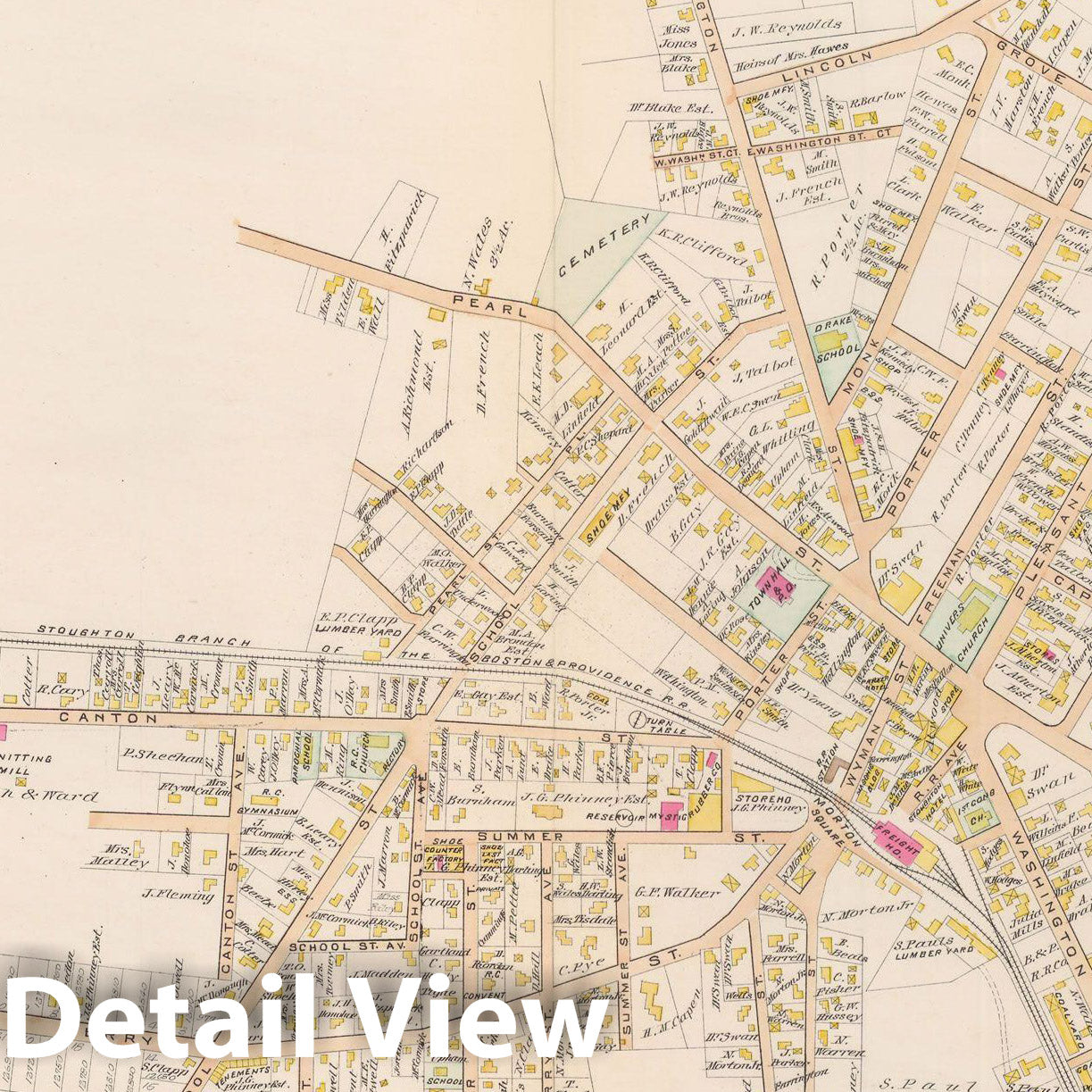 Historic Map : Atlas of Norfolk County, Avon & Stoughton 1888 Plate 032 , Vintage Wall Art