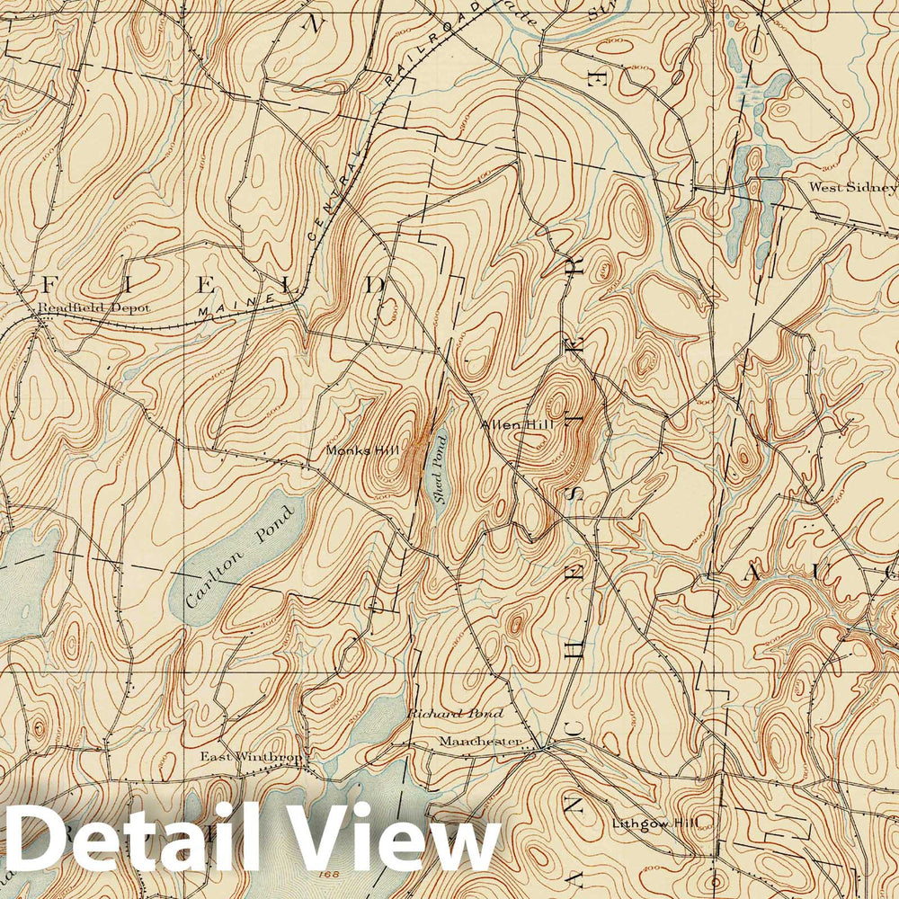 Historic Map : Atlas of Maine 1905,, Augusta & Chelsea & Hallowell & Manchester & Mount Vernon & Readfield & Winthrop 1905 Topographic Map , Wall Decor Poster Art, Vintage Wall Art
