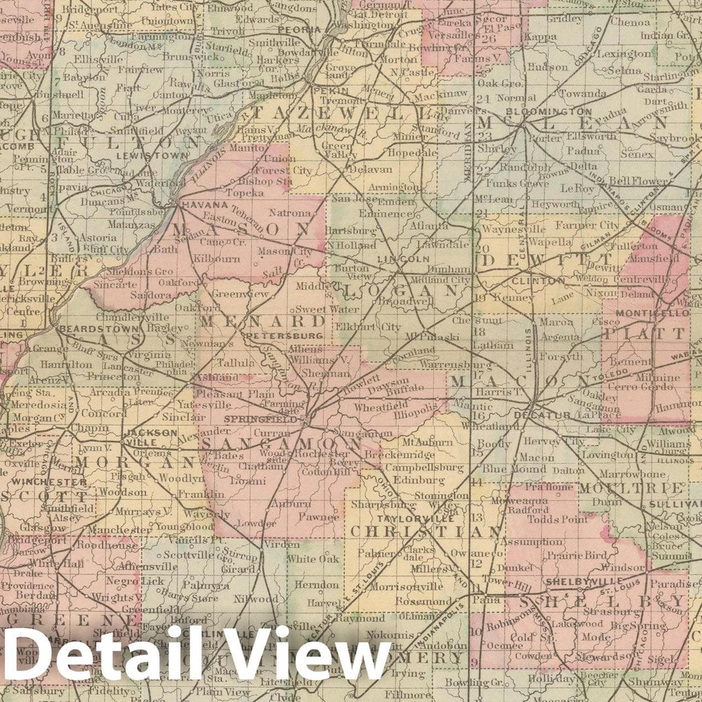 Historic Map : Illinois 1882 , Mitchell's New General Atlas , Vintage Wall Art