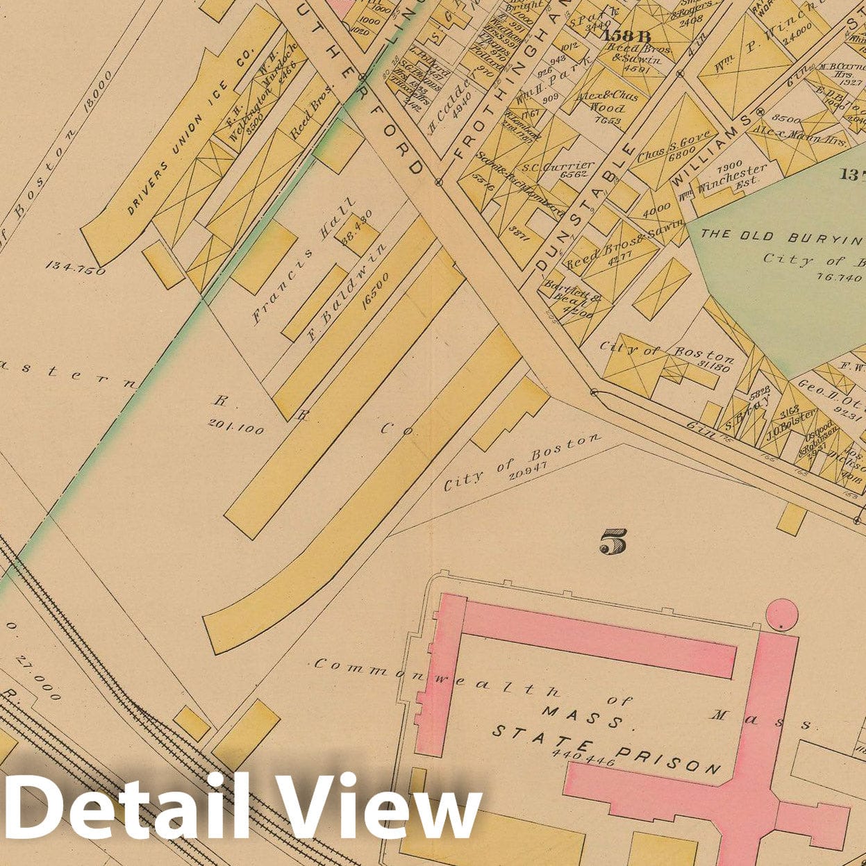 Historic Map : Boston Vol. 6, Charlestown & Brighton, Charlestown 1885 Plate D , Vintage Wall Art