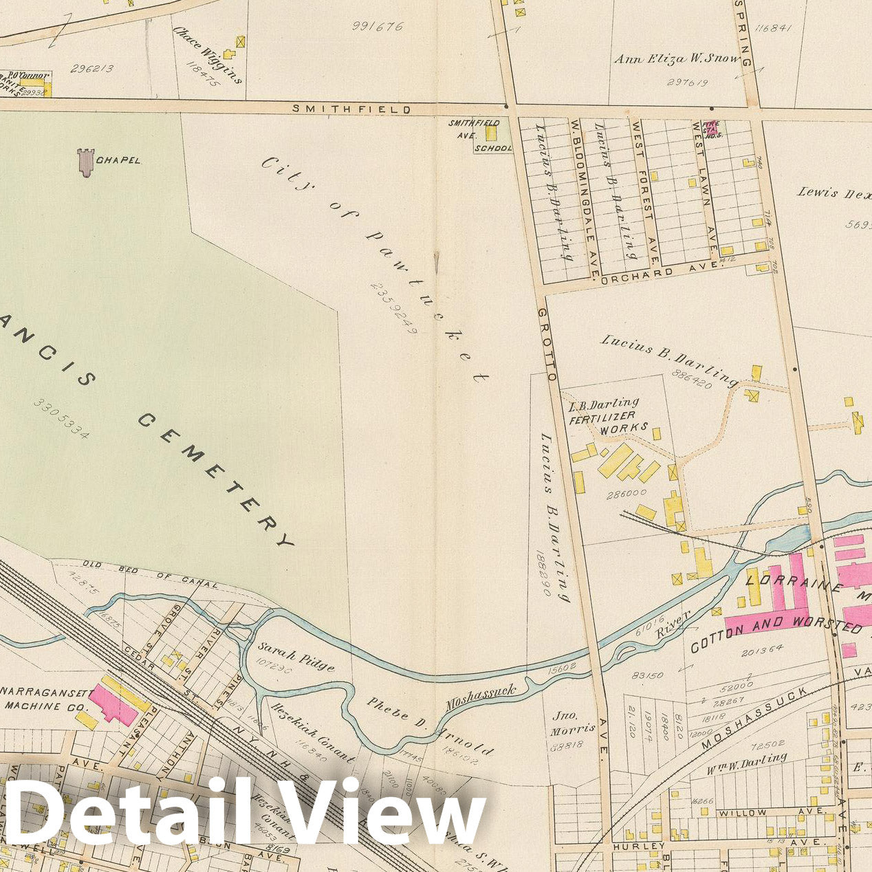 Historic Map : Atlas of Providence County, Pawtucket 1895 Plate 001 , Vintage Wall Art