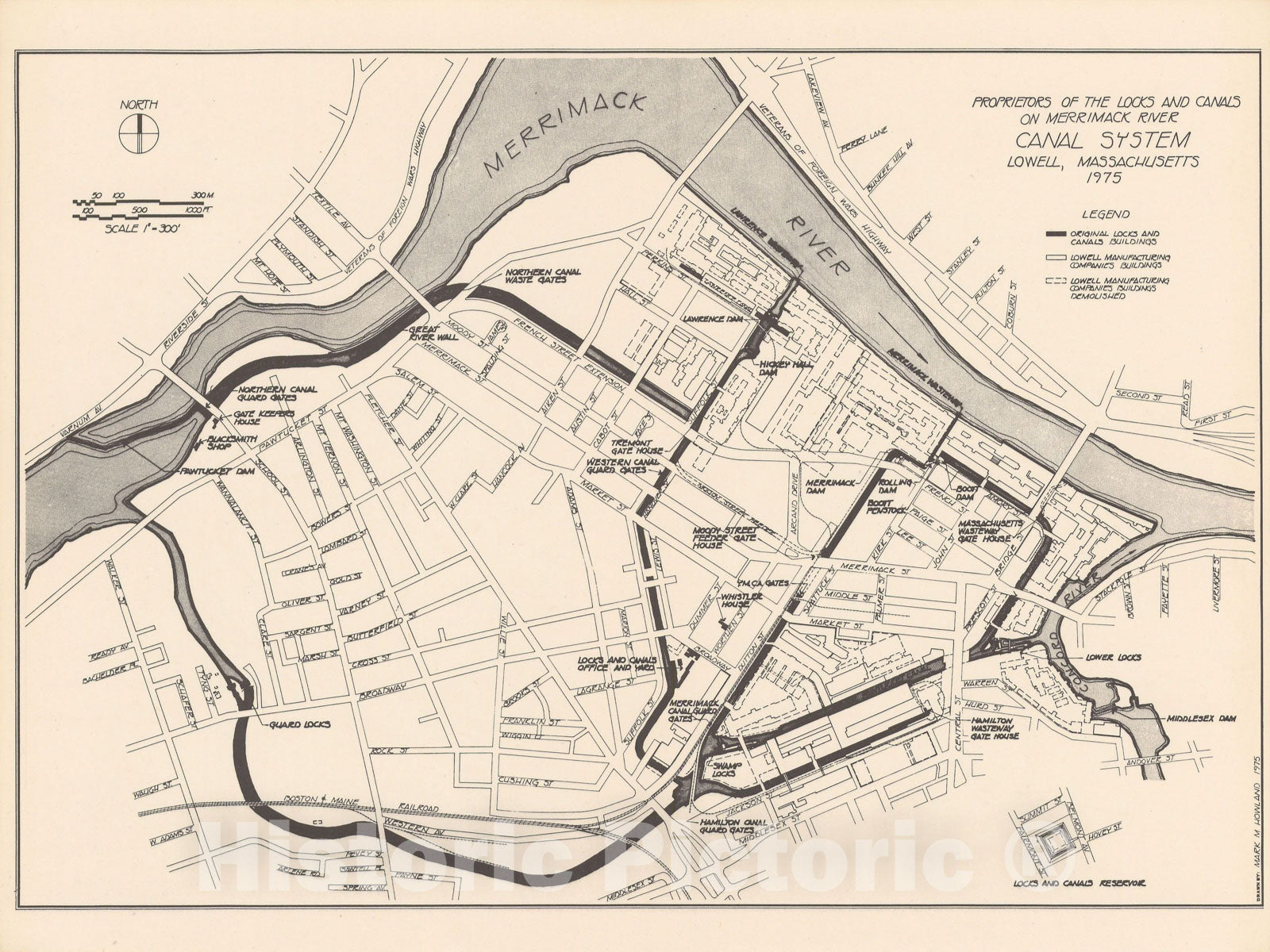 Historic Map : Lowell 1975 , Vintage Wall Art