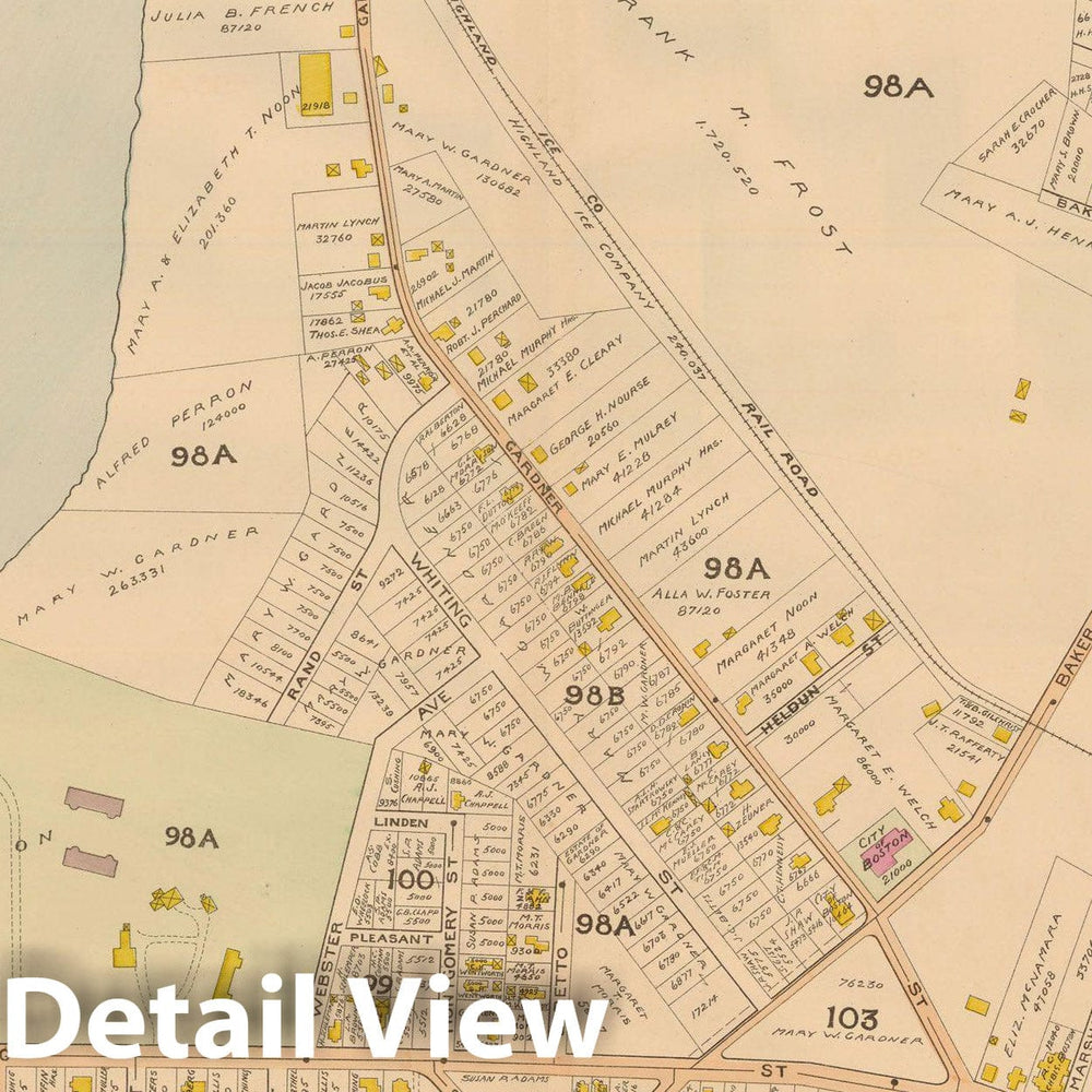 Historic Map : Atlas of Dorchester, West Roxbury and Brighton, West Roxbury 1899 Plate 030 , Vintage Wall Art