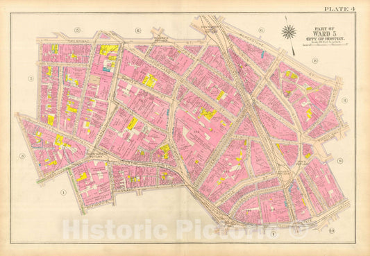 Historic Map : Atlas City of Boston, Boston Proper and Back Bay, Boston 1917 Plate 004 , Vintage Wall Art