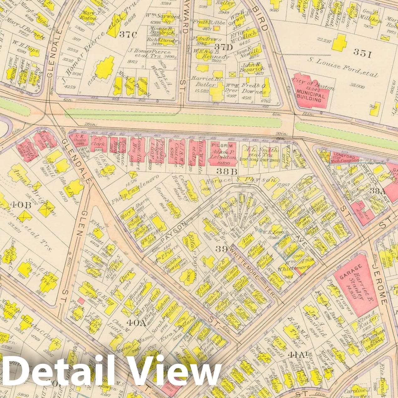 Historic Map : Atlas City of Boston, Dorchester, Dorchester 1918 Plate 006 , Vintage Wall Art