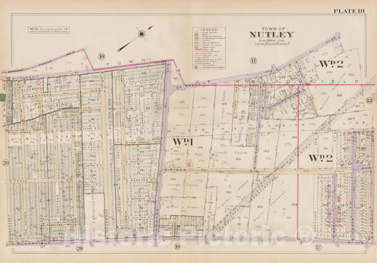 Historic Map : Atlas of Bloomfield, Belleville and Nutley; Essex County Vol D, Nutley 1932 Plate 018 , Vintage Wall Art