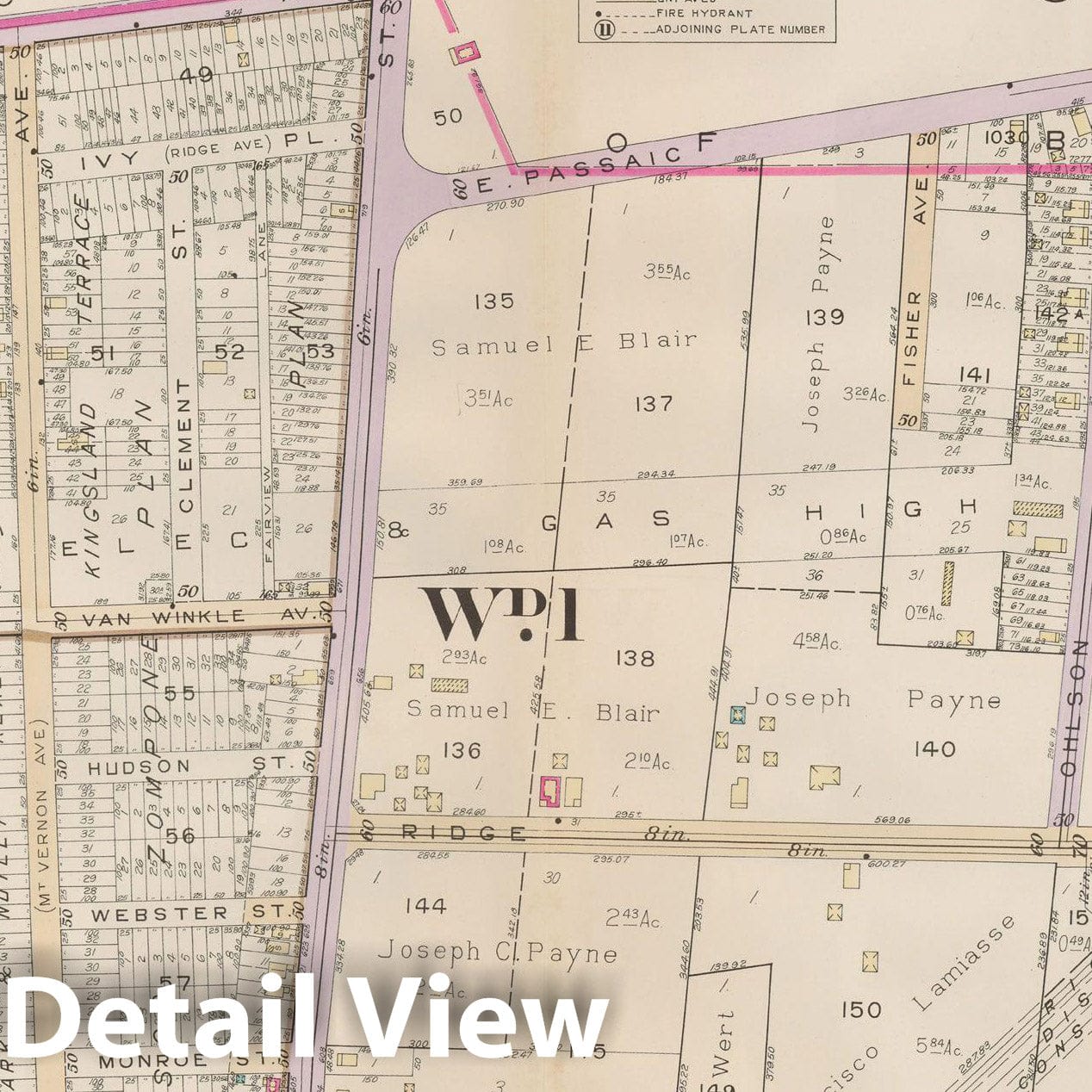 Historic Map : Atlas of Bloomfield, Belleville and Nutley; Essex County Vol D, Nutley 1932 Plate 018 , Vintage Wall Art