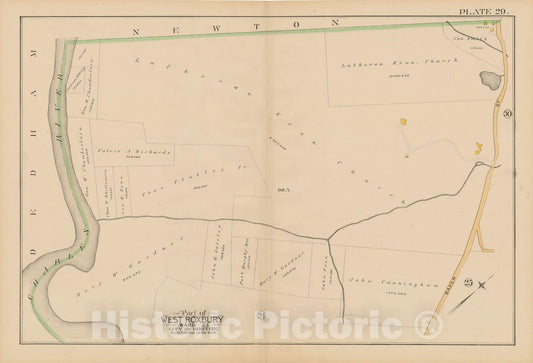 Historic Map : Atlas City of Boston, West Roxbury 1890 Plate 029 , Vintage Wall Art