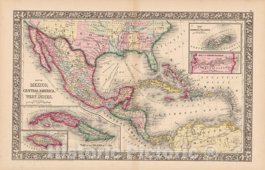 Historic Map : North America 1864 , New General (World) Atlas , Vintage Wall Art