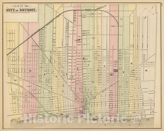 Historic Map : Detroit 1882 , Mitchell's New General Atlas , Vintage Wall Art
