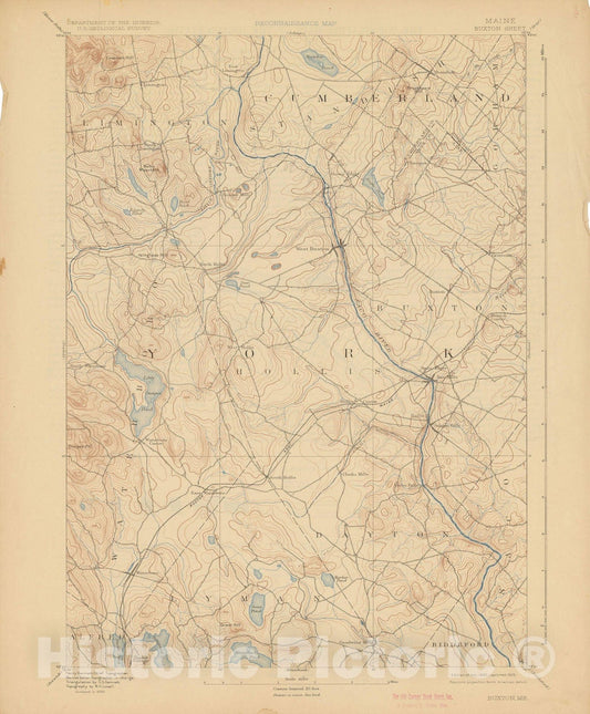 Historic Map : USGS 7.5 Minute Sheets and Quadrangles, Buxton & Dayton & Hollis 1925 Topographic Map , Vintage Wall Art