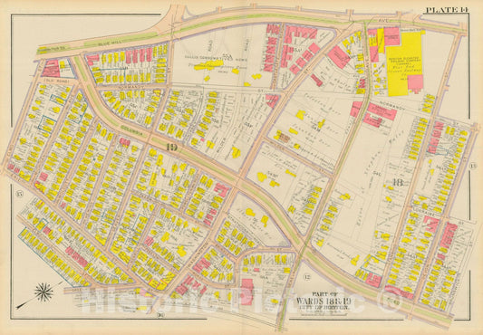 Historic Map : Atlas City of Boston, Dorchester, Dorchester 1918 Plate 014 , Vintage Wall Art