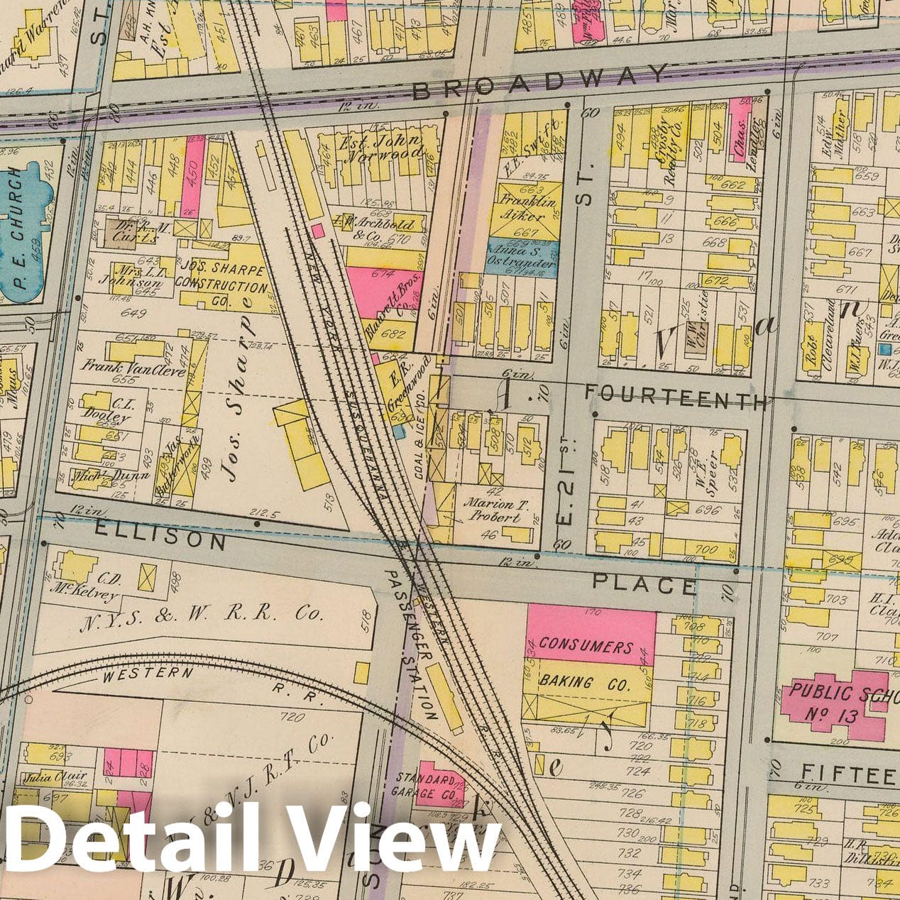 Historic Map : Atlas City of Paterson, New Jersey, Paterson 1915 Plate 007 , Vintage Wall Art