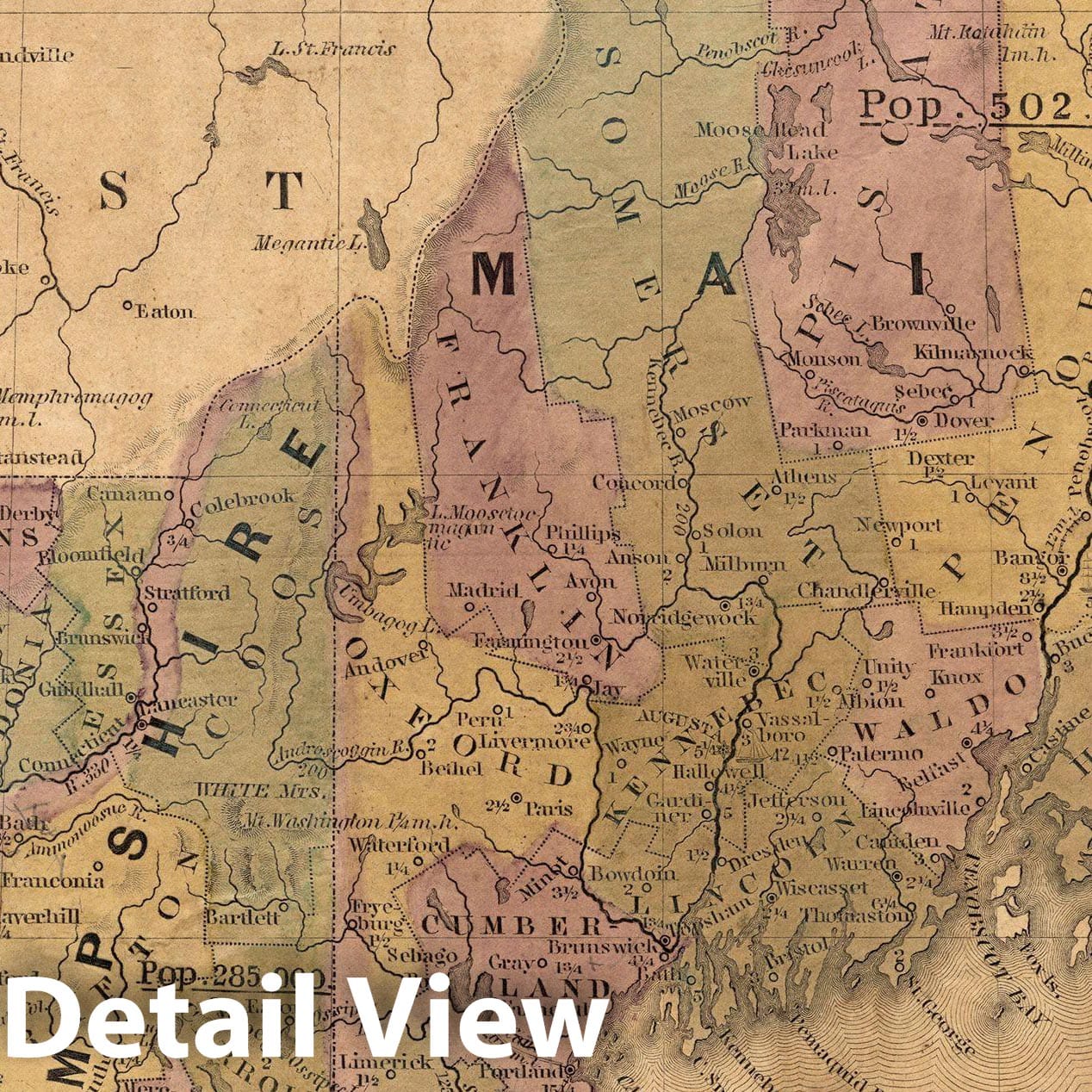 Historic Map : New Hampshire, Maine & New Hampshire & Vermont 1813 , Rand McNally Business Atlas , Vintage Wall Art