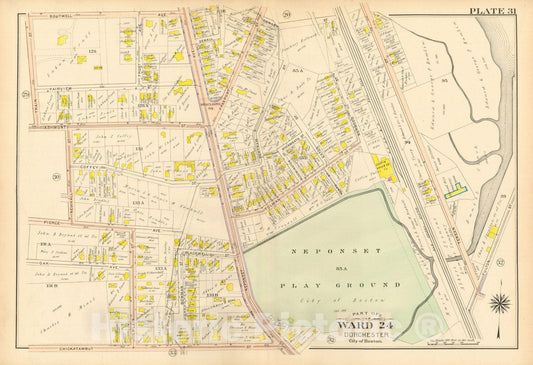 Historic Map : Atlas City of Boston, Vol. 5, Dorchester, 4th Ed., Dorchester 1904 Plate 031 , Vintage Wall Art