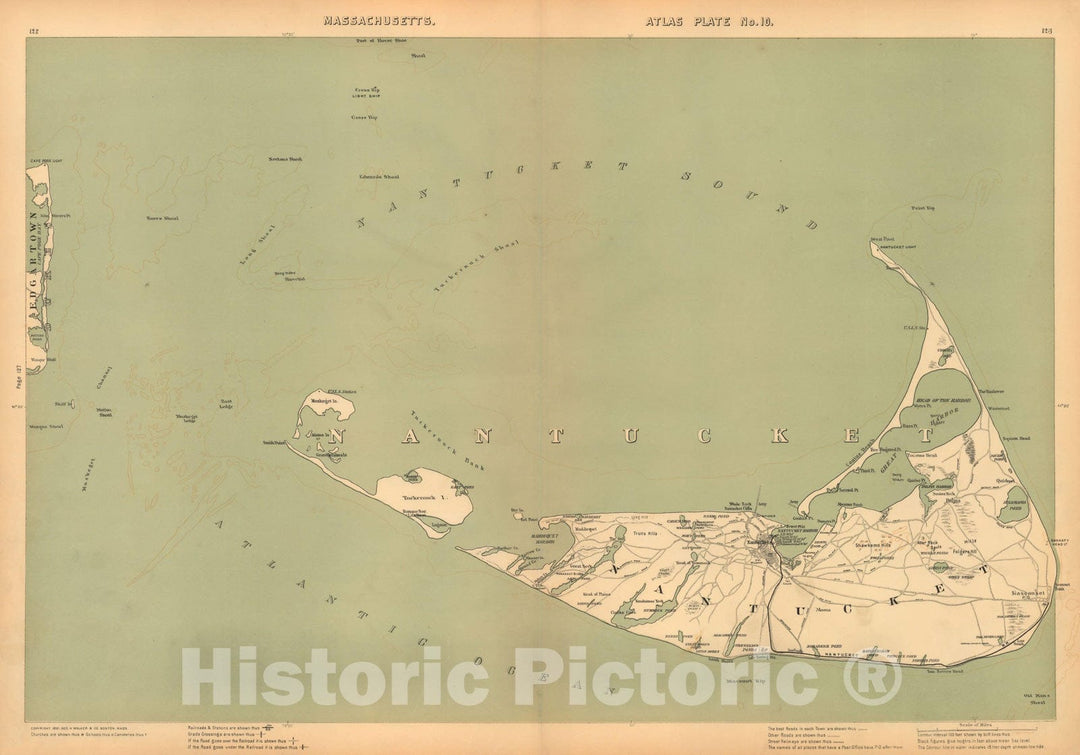 Historic Map : Atlas of Massachusetts, Nantucket 1891 Plate 010 , Vintage Wall Art