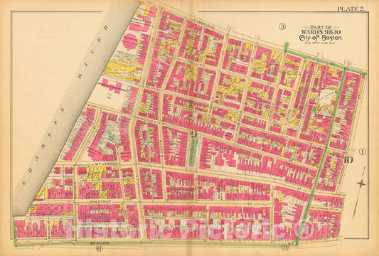Historic Map : Atlas City of Boston, City Proper and Roxbury, Boston 1890 Plate 002 , Vintage Wall Art