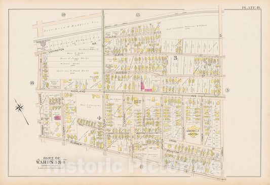 Historic Map : Atlas City of Somerville, Somerville 1895 Plate 016 , Vintage Wall Art