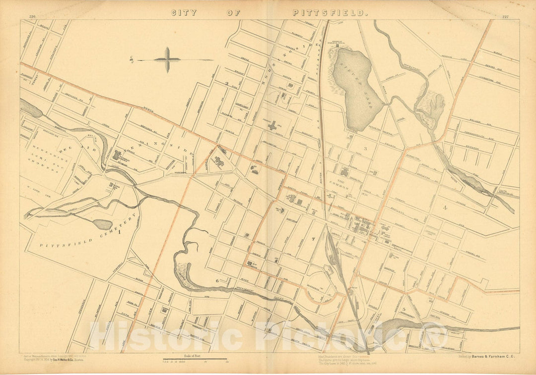 Historic Map : Atlas of Massachusetts, Pittsfield 1904 , Vintage Wall Art