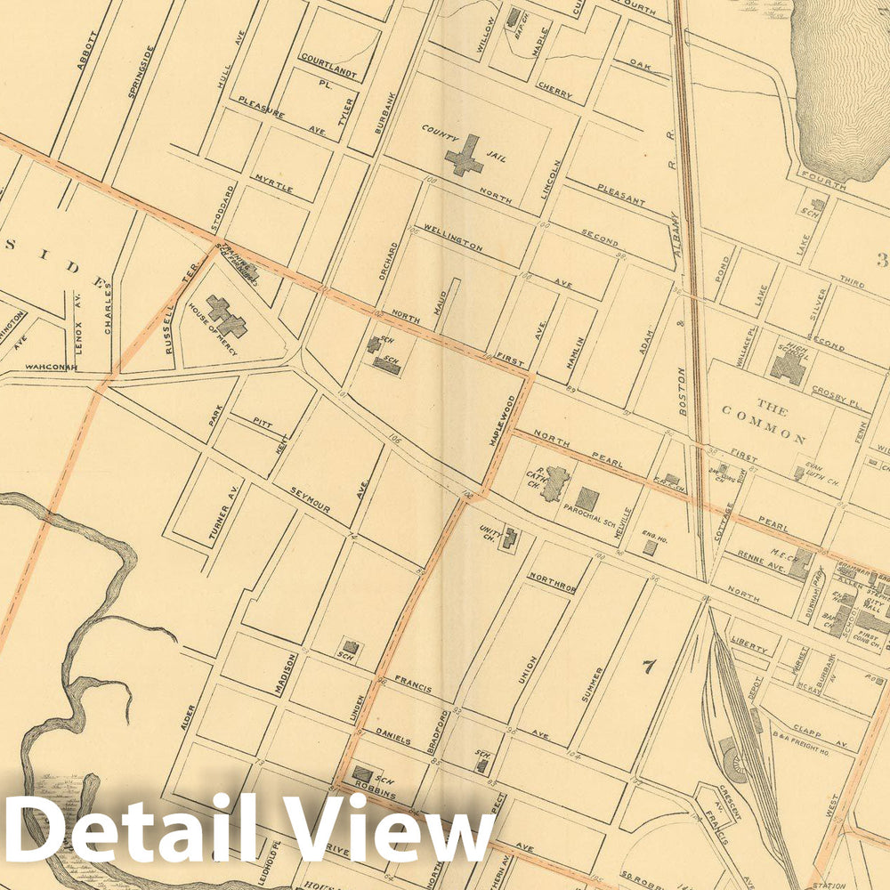 Historic Map : Atlas of Massachusetts, Pittsfield 1904 , Vintage Wall Art