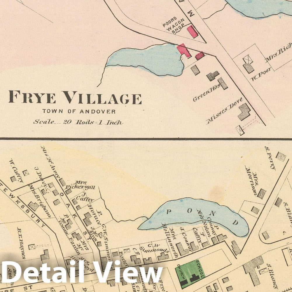 Historic Map : Atlas of Essex County, Andover 1884 , Vintage Wall Art