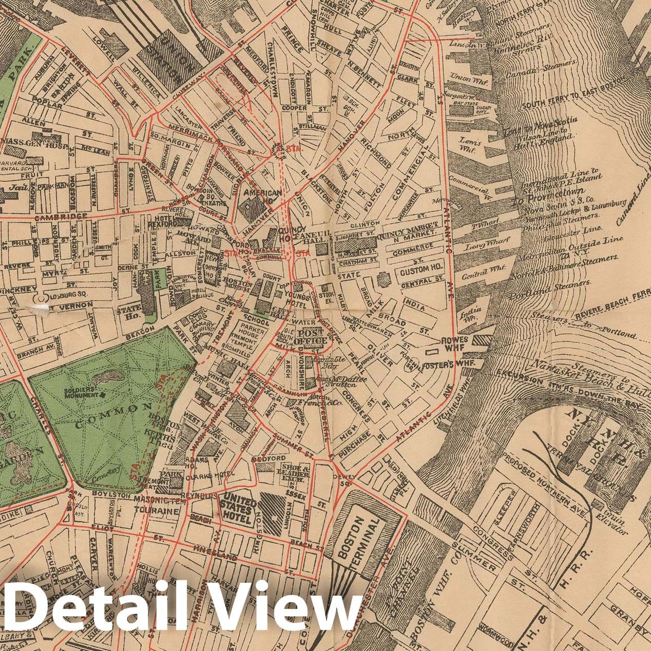 Historic Map : Boston Walker Pocket Maps, 1899 , Vintage Wall Art
