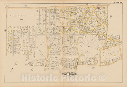 Historic Map : Atlas City of Boston, West Roxbury, Jamaica Plain 1890 Plate 017 , Vintage Wall Art