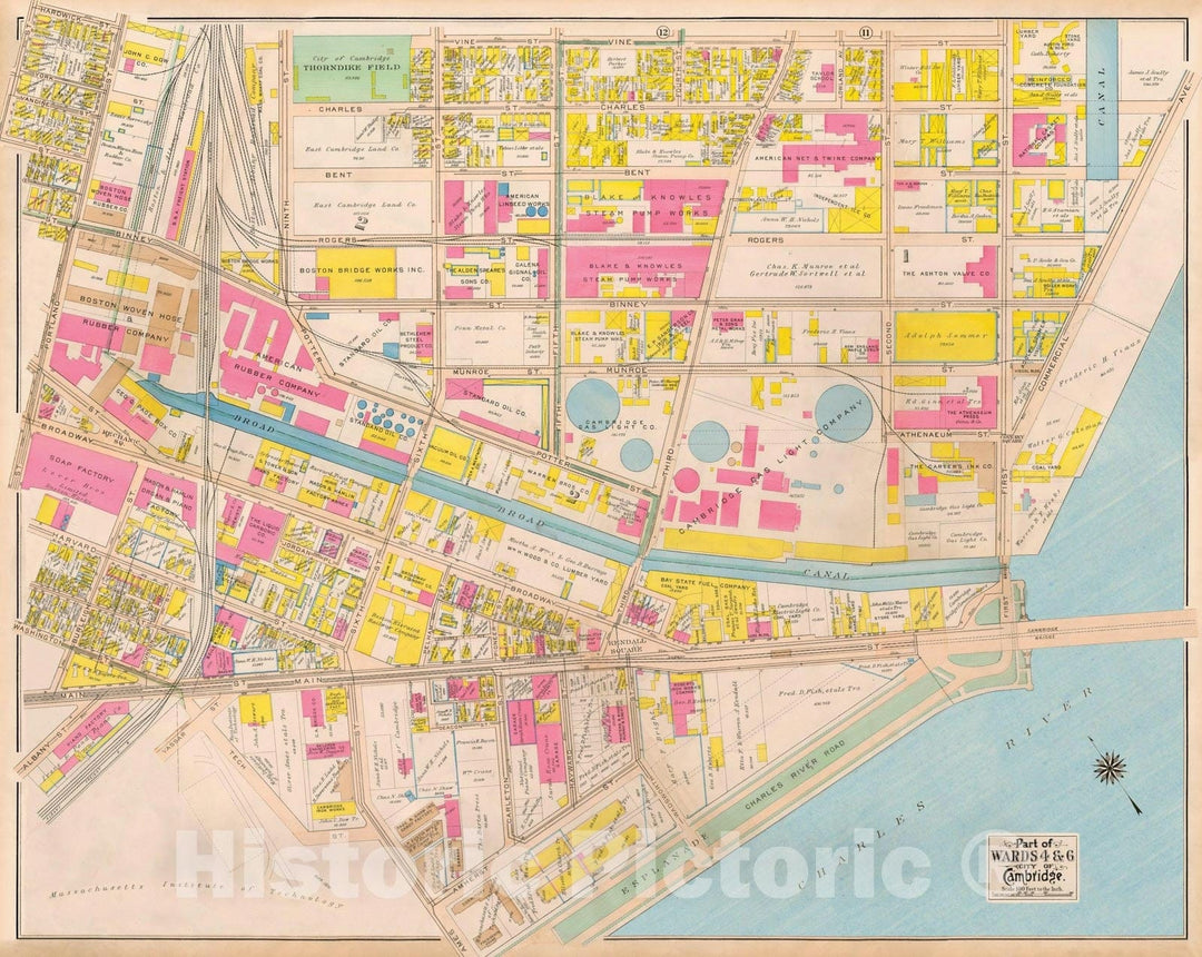 Historic Map : Kendall Square, Cambridge 1916 , Vintage Wall Art