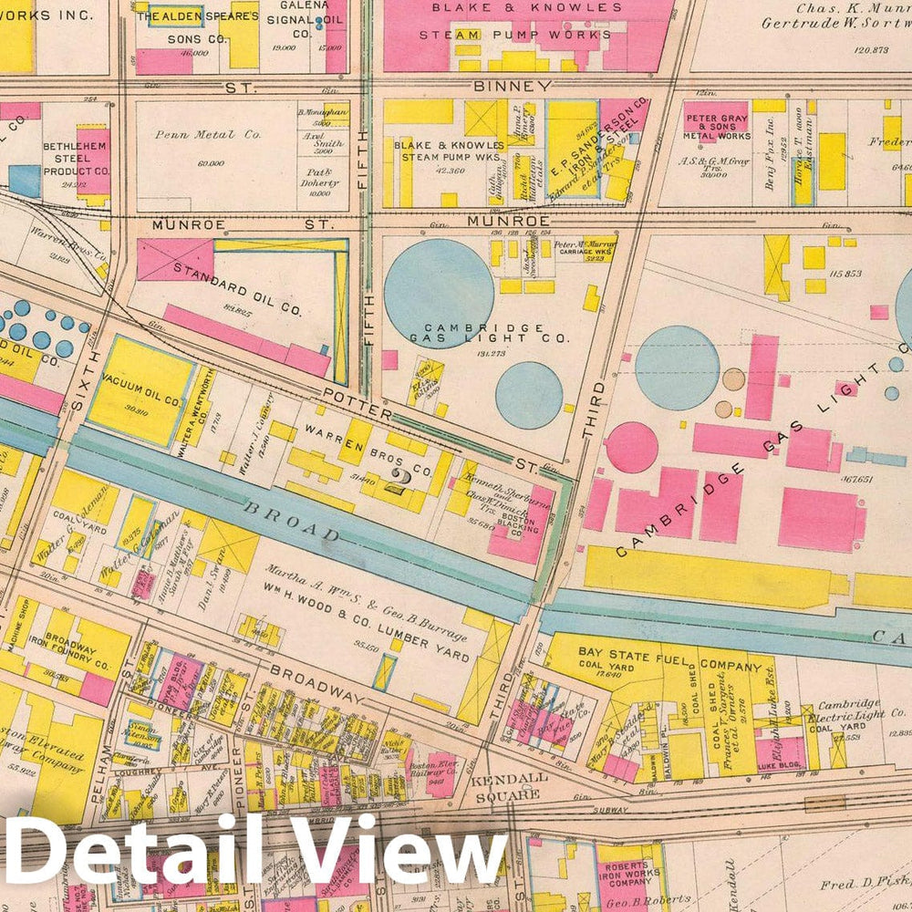 Historic Map : Kendall Square, Cambridge 1916 , Vintage Wall Art