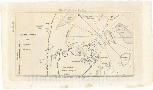 Historic Map : American Coast Pilot, Cape Cod & Martha's Vineyard 1815 , Vintage Wall Art