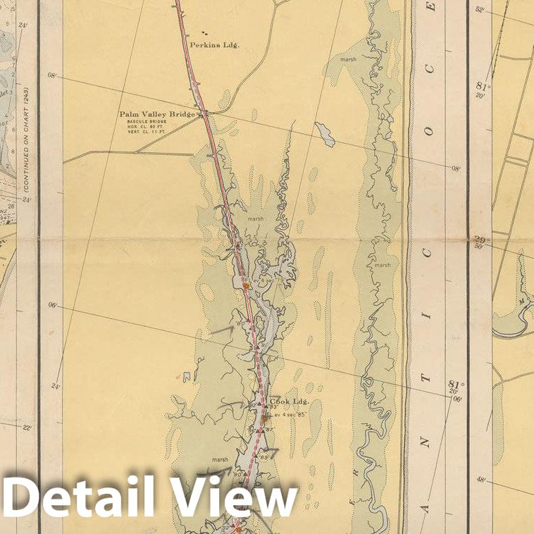 Historic Map : Coastal Charts - Florida Intracoastal: Nassau Sd. to Matanzas Inlet 1948 , Vintage Wall Art
