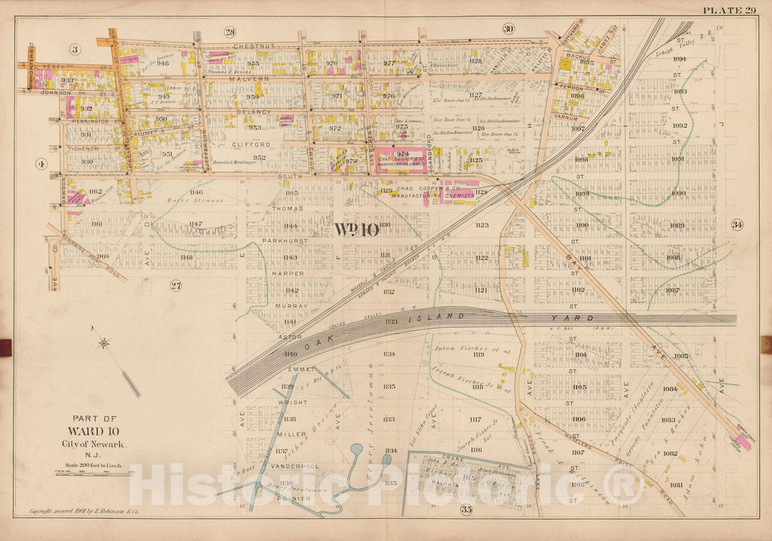 Historic Map : Atlas City of Newark, Newark 1901 Plate 029 , Vintage Wall Art