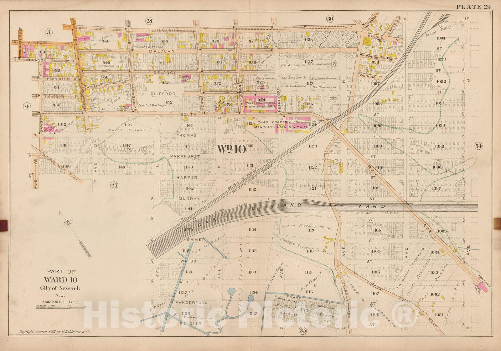 Historic Map : Atlas City of Newark, Newark 1901 Plate 029 , Vintage Wall Art